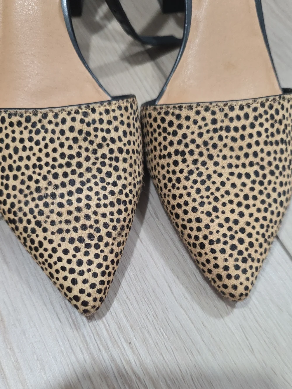 Pointed Toe D'Orsay Block Heel Shoes in Black and Leopard